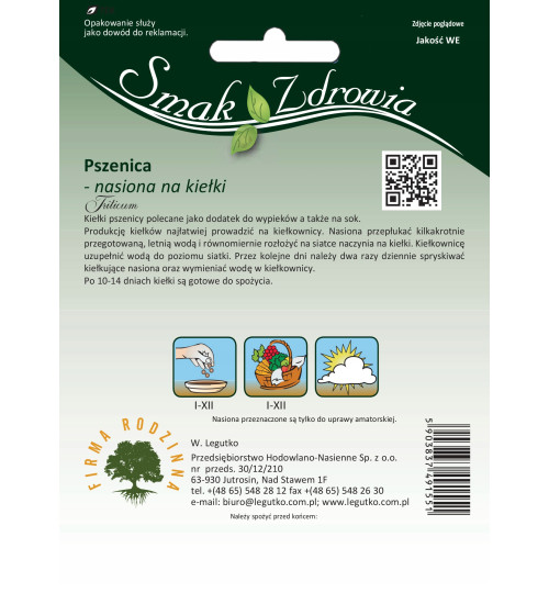Nasiona na kiełki, pszenica, 50g