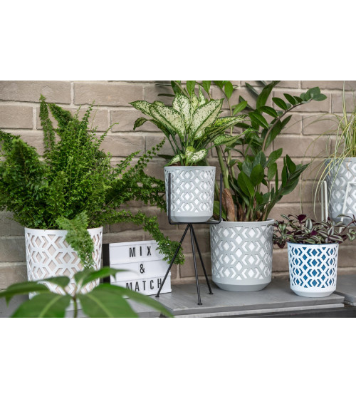 Doniczka Aztek 250 Lamela szara z wkładem szary