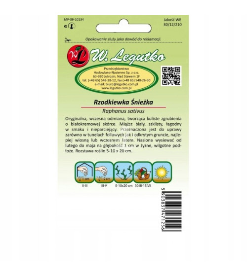 Rzodkiewka biała Śnieżka nasiona 5 g